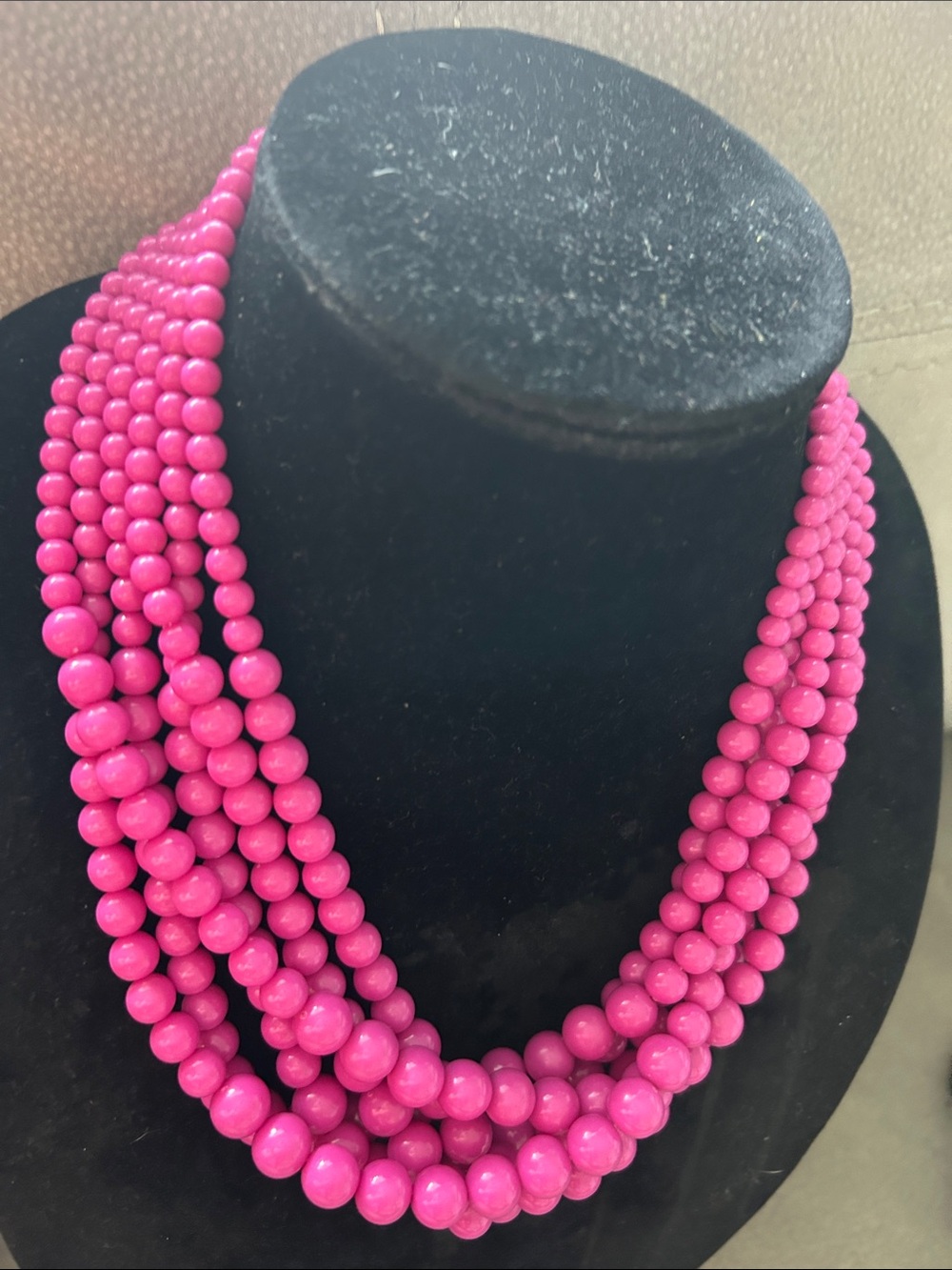 NWOT Bold Multi-Strand Hot Pink Bead Necklace